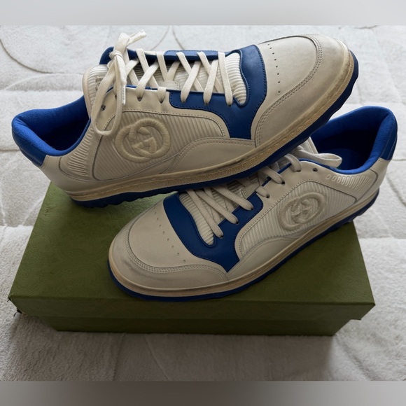 NEW! $950 Gucci MAC80 Low Top Sneakers Off White Blue 13